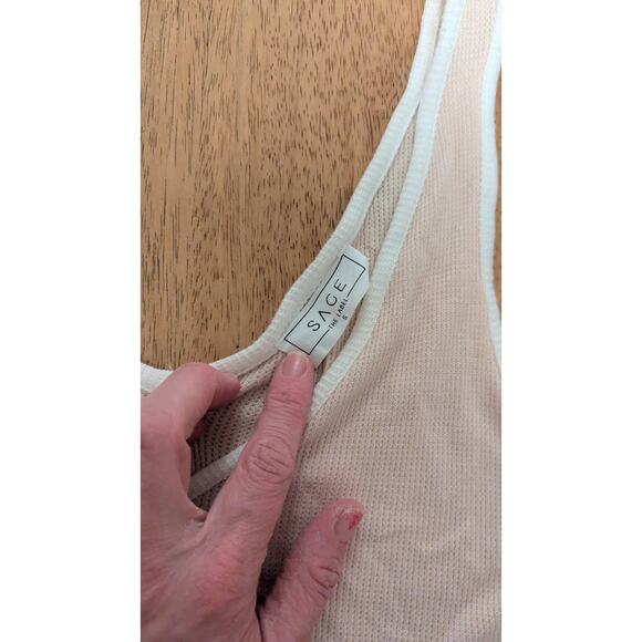 Sage The Label Womens Tank Peach Sheer Soft Classic Costal Size S - Picture 2 of 6